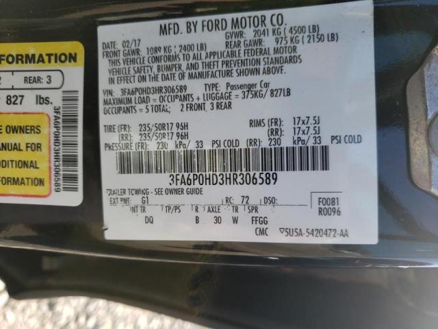 Photo 10 from auction – 2017 FORD FUSION SE with VIN 3FA6P0HD3HR306589