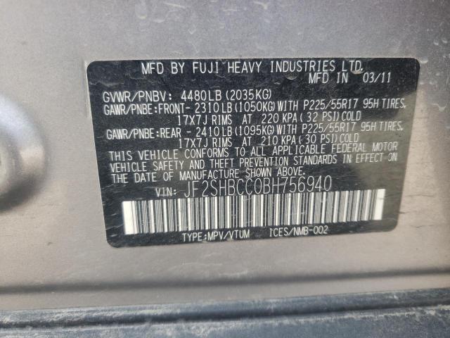 Photo 10 from auction – 2011 SUBARU FORESTER 2 with VIN JF2SHBCC0BH756940