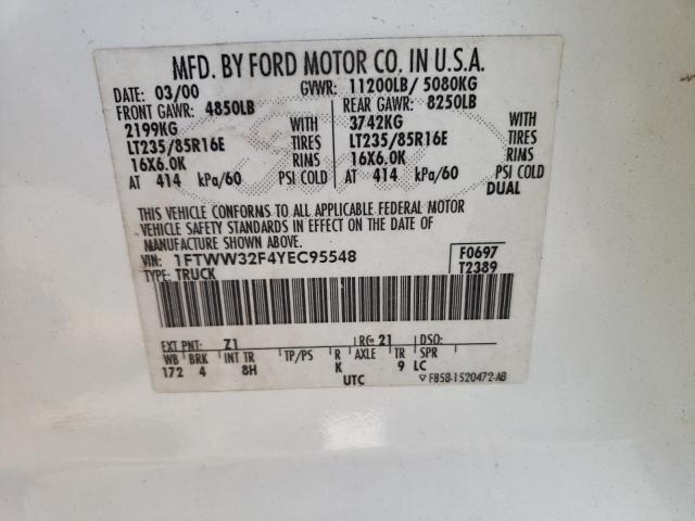 Photo 10 from auction – 2000 FORD F350 SUPER with VIN 1FTWW32F4YEC95548