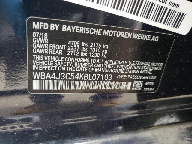Photo 10 from auction – 2019 BMW 430XI GRAN with VIN WBA4J3C54KBL07103