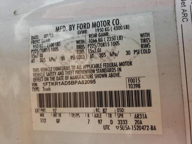 Photo 10 from auction – 2011 FORD RANGER with VIN 1FTKR1AD5BPA82095