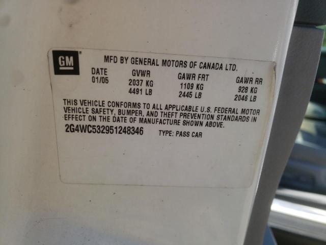Photo 10 from auction – 2005 BUICK LACROSSE C with VIN 2G4WC532951248346