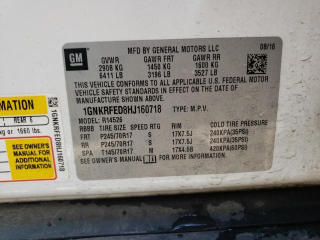 Photo 10 from auction – 2017 CHEVROLET TRAVERSE L with VIN 1GNKRFED8HJ160718