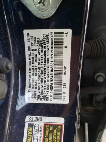 Photo 10 from auction – 2008 HONDA CIVIC LX with VIN 1HGFA16548L048631