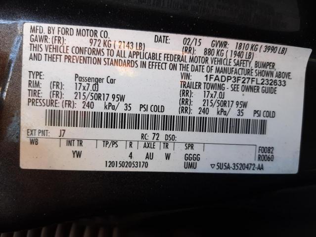 Photo 10 from auction – 2015 FORD FOCUS SE with VIN 1FADP3F27FL232633