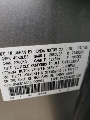 Photo 10 from auction – 2006 ACURA RL with VIN JH4KB16576C000983