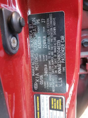 Photo 10 from auction – 2006 KIA OPTIMA LX with VIN KNAGE124865046139