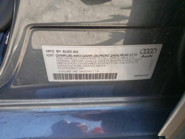 Photo 10 from auction – 2008 AUDI A4 S-LINE with VIN WAUBF78E18A095719