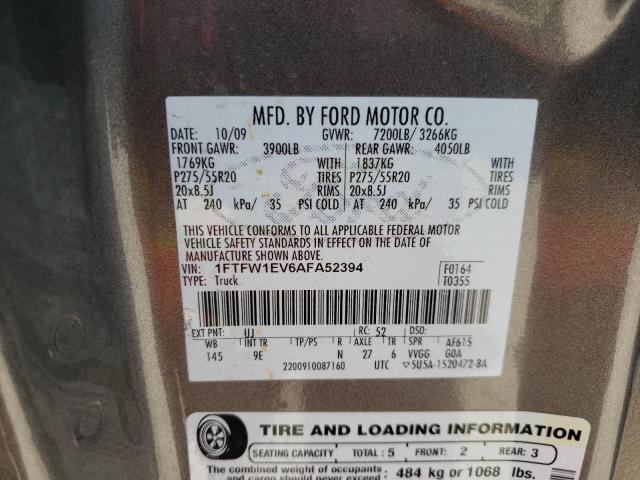 Photo 10 from auction – 2010 FORD F150 SUPER with VIN 1FTFW1EV6AFA52394