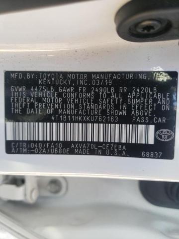 Photo 10 from auction – 2019 TOYOTA CAMRY L/LE with VIN 4T1B11HKXKU762163
