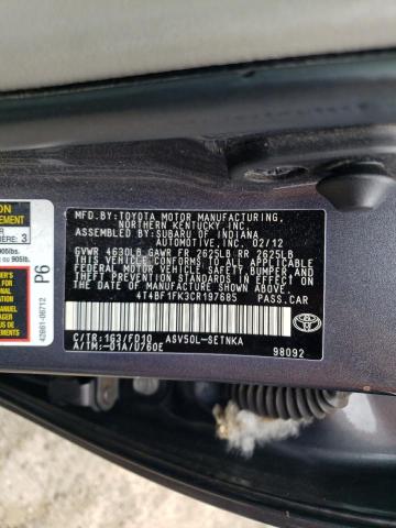 Photo 10 from auction – 2012 TOYOTA CAMRY BASE with VIN 4T4BF1FK3CR197685