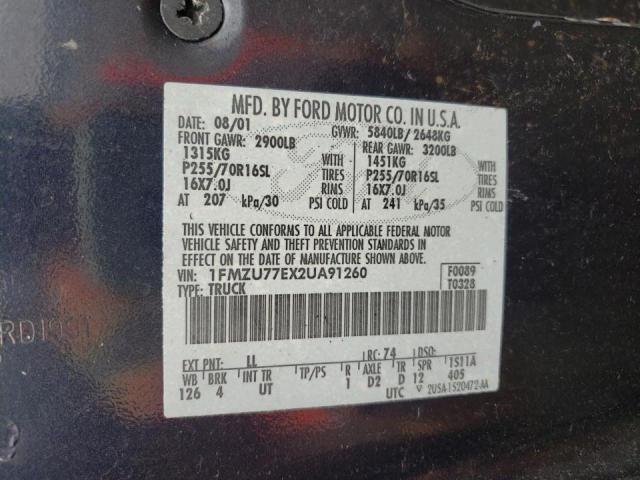Photo 10 from auction – 2002 FORD EXPLORER S with VIN 1FMZU77EX2UA91260