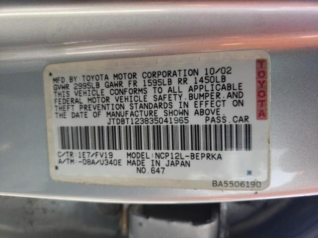 Photo 10 from auction – 2003 TOYOTA ECHO with VIN JTDBT123835041965