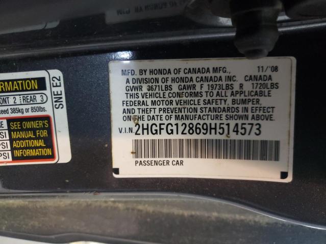 Photo 10 from auction – 2009 HONDA CIVIC with VIN 2HGFG12869H514573