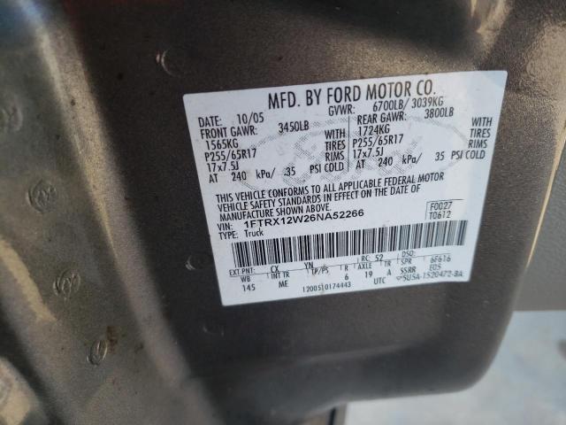 Photo 10 from auction – 2006 FORD F150 with VIN 1FTRX12W26NA52266