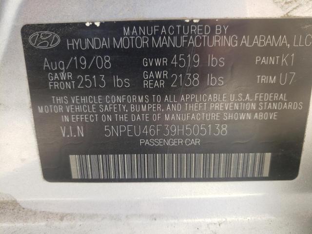 Photo 10 from auction – 2009 HYUNDAI SONATA SE with VIN 5NPEU46F39H505138