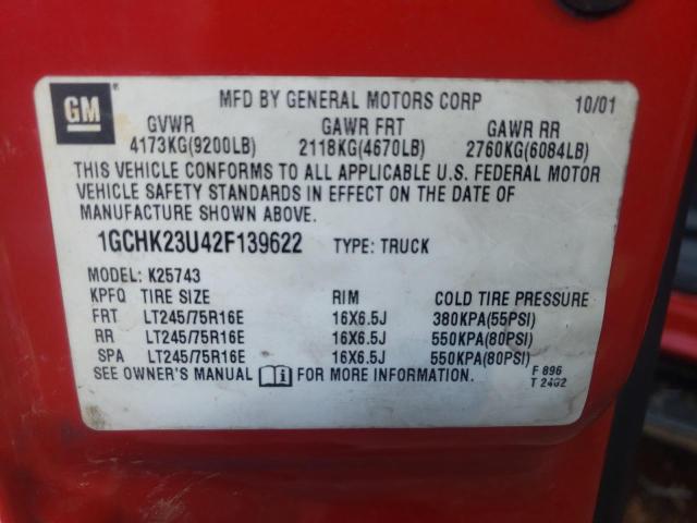 Photo 10 from auction – 2002 CHEVROLET SILVERADO with VIN 1GCHK23U42F139622