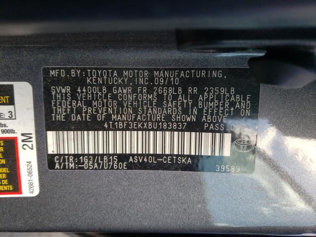 Photo 10 from auction – 2011 TOYOTA CAMRY BASE with VIN 4T1BF3EKXBU183837