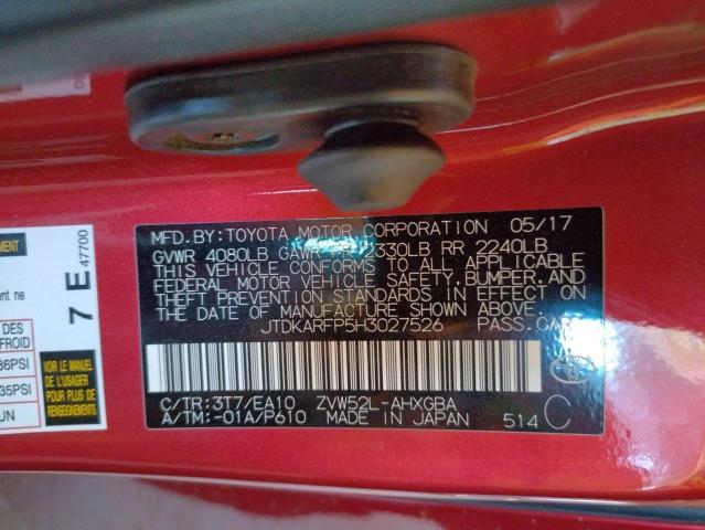 Photo 10 from auction – 2017 TOYOTA PRIUS PRIM with VIN JTDKARFP5H3027526