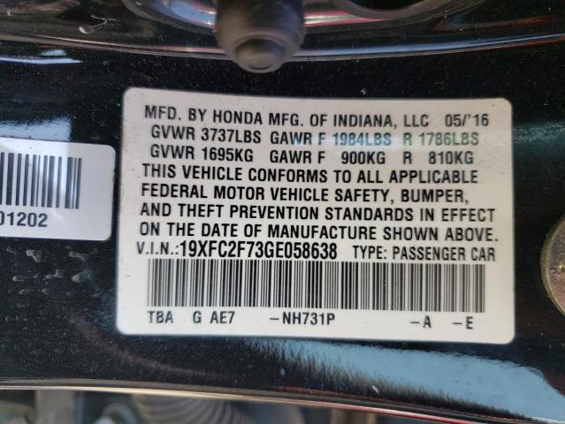 Photo 10 from auction – 2016 HONDA CIVIC EX with VIN 19XFC2F73GE058638