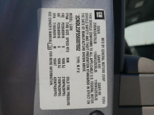 Photo 10 from auction – 2005 CHEVROLET EQUINOX LS with VIN 2CNDL23F556007802
