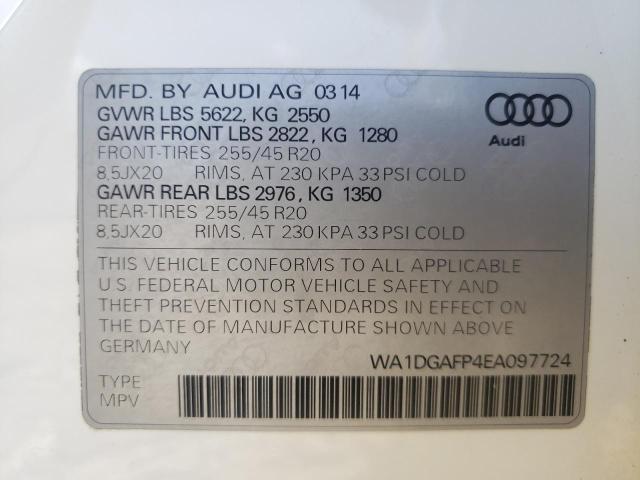 Photo 10 from auction – 2014 AUDI Q5 PREMIUM with VIN WA1DGAFP4EA097724