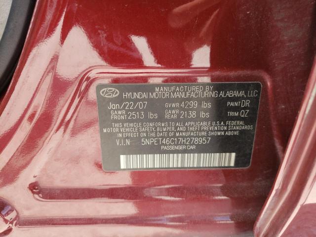 Photo 10 from auction – 2007 HYUNDAI SONATA GLS with VIN 5NPET46C17H278957