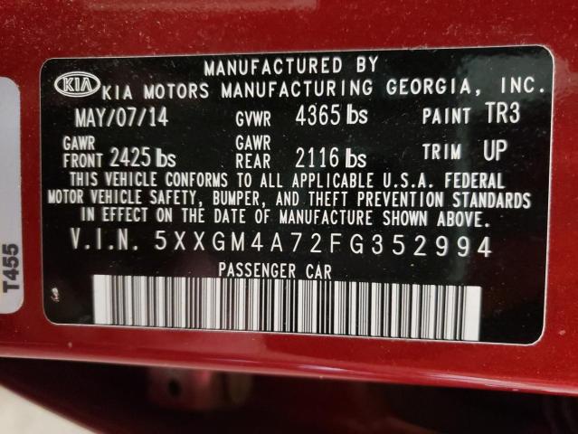 Photo 10 from auction – 2015 KIA OPTIMA with VIN 5XXGM4A72FG352994