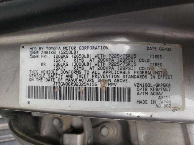 Photo 10 from auction – 2002 TOYOTA 4RUNNER SR with VIN JT3GN86R920254155