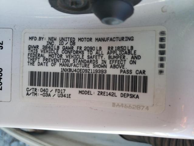 Photo 10 from auction – 2009 TOYOTA COROLLA BA with VIN 1NXBU40E09Z119393