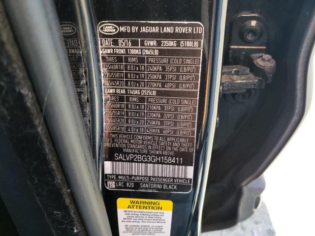 Photo 10 from auction – 2016 LAND ROVER RANGE ROVE with VIN SALVP2BG3GH158411