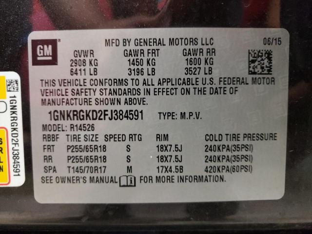 Photo 10 from auction – 2015 CHEVROLET TRAVERSE L with VIN 1GNKRGKD2FJ384591