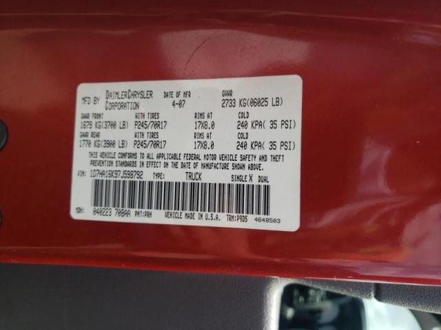 Photo 10 from auction – 2007 DODGE RAM 1500 S with VIN 1D7HA16K97J598792