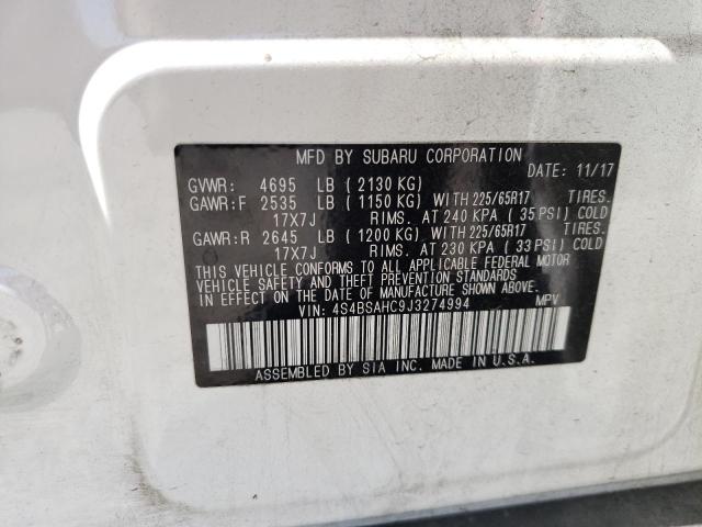 Photo 10 from auction – 2018 SUBARU OUTBACK 2. with VIN 4S4BSAHC9J3274994