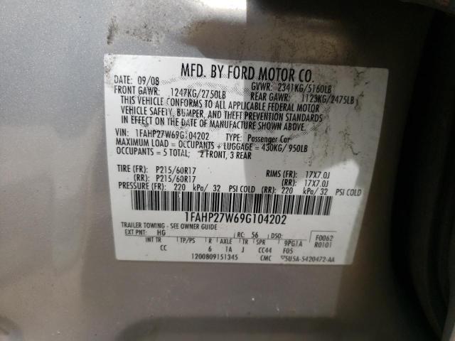 Photo 10 from auction – 2009 FORD TAURUS SEL with VIN 1FAHP27W69G104202