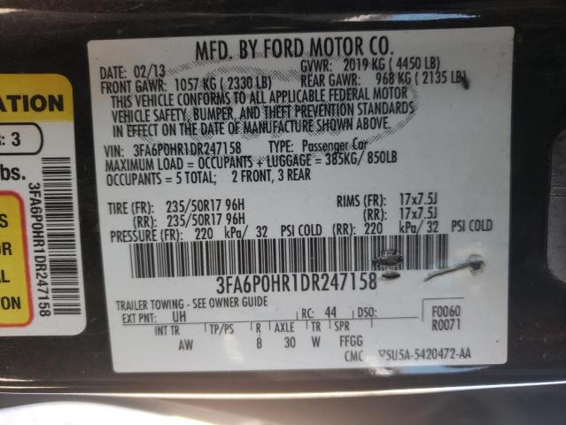 Photo 10 from auction – 2013 FORD FUSION SE with VIN 3FA6P0HR1DR247158