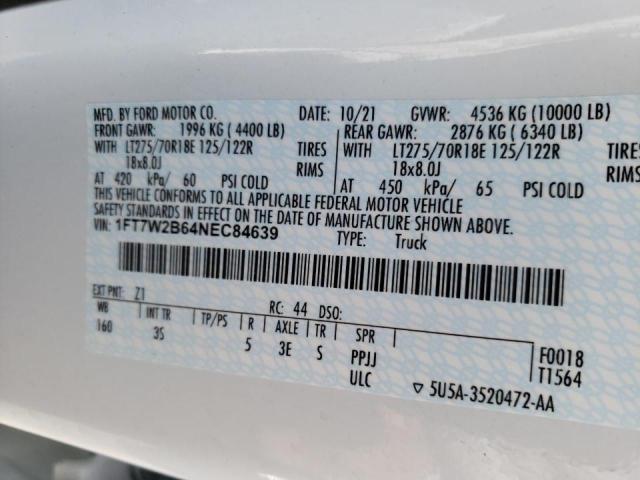 Photo 10 from auction – 2022 FORD F250 SUPER with VIN 1FT7W2B64NEC84639
