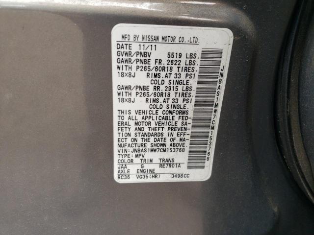 Photo 10 from auction – 2012 INFINITI FX35 with VIN JN8AS1MW7CM153768