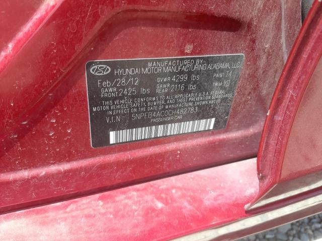 Photo 10 from auction – 2012 HYUNDAI SONATA GLS with VIN 5NPEB4AC0CH482783