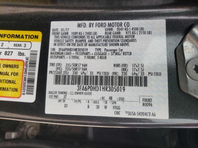 Photo 10 from auction – 2017 FORD FUSION SE with VIN 3FA6P0HD1HR305019