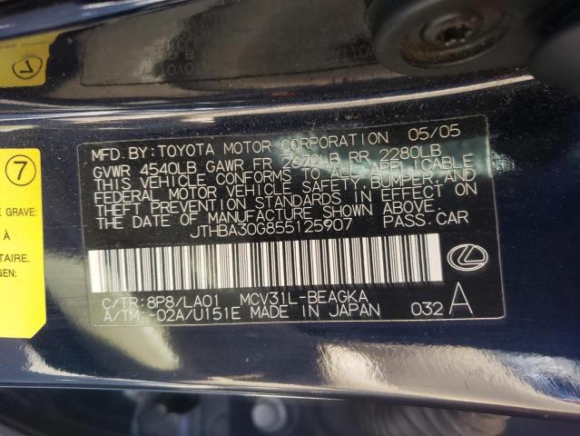 Photo 10 from auction – 2005 LEXUS ES 330 with VIN JTHBA30G855125907