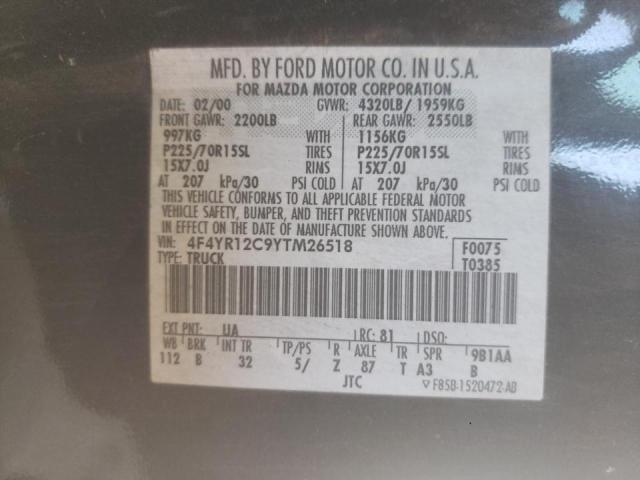 Photo 10 from auction – 2000 MAZDA B2500 with VIN 4F4YR12C9YTM26518