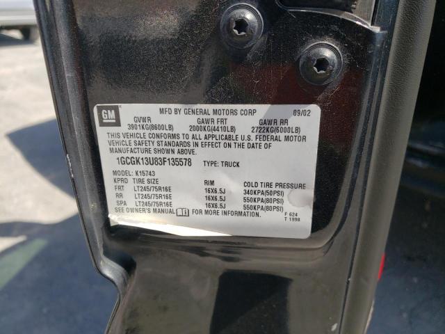 Photo 10 from auction – 2003 CHEVROLET SILVERADO with VIN 1GCGK13U83F135578