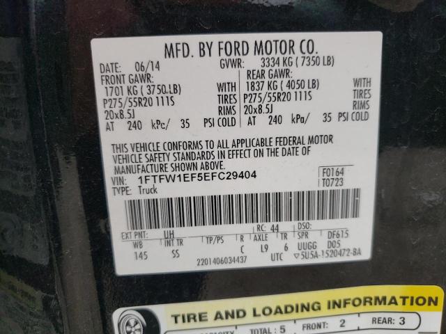 Photo 10 from auction – 2014 FORD F150 SUPER with VIN 1FTFW1EF5EFC29404