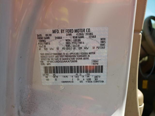 Photo 10 from auction – 2010 FORD ESCAPE XLT with VIN 1FMCU0DG3AKA72658