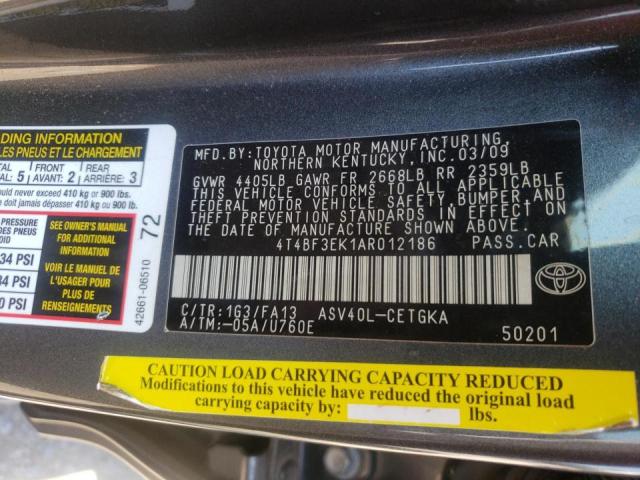 Photo 10 from auction – 2010 TOYOTA CAMRY BASE with VIN 4T4BF3EK1AR012186