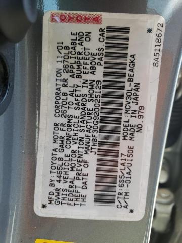 Photo 10 from auction – 2002 LEXUS ES 300 with VIN JTHBF30G920025129