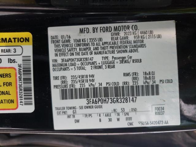 Photo 10 from auction – 2016 FORD FUSION SE with VIN 3FA6P0H73GR328147