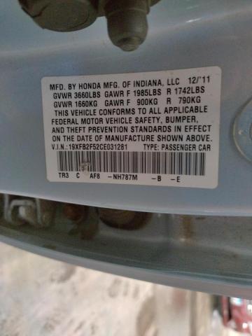 Photo 10 from auction – 2012 HONDA CIVIC LX with VIN 19XFB2F52CE031281