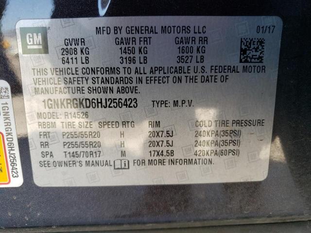 Photo 10 from auction – 2017 CHEVROLET TRAVERSE L with VIN 1GNKRGKD6HJ256423